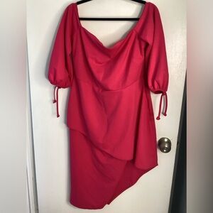 ASOS Hot Pink Asymmetrical Off-Shoulder Dress 14